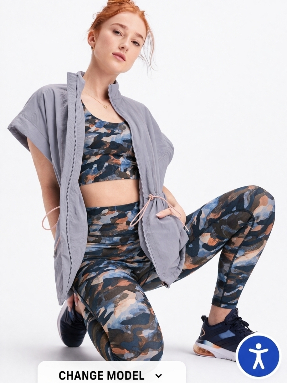 Fabletics Set Of Blue Multi Camo High-Waist Leggings & Sports Bra Set
